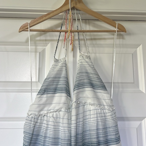 ONEILL Maxi Dress White w/Multi Color Stripes sz L - Picture 2 of 5